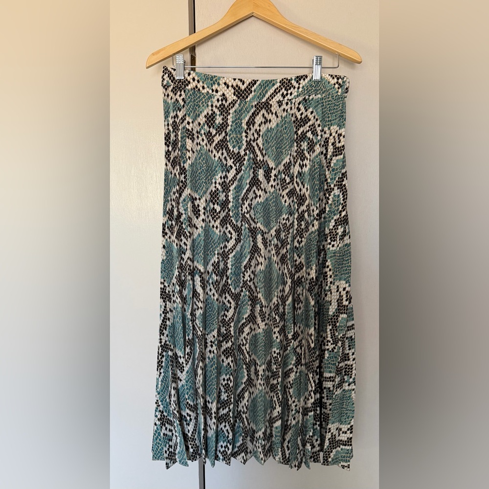 Topshop Teal and Black Snake Print Maxi Skirt